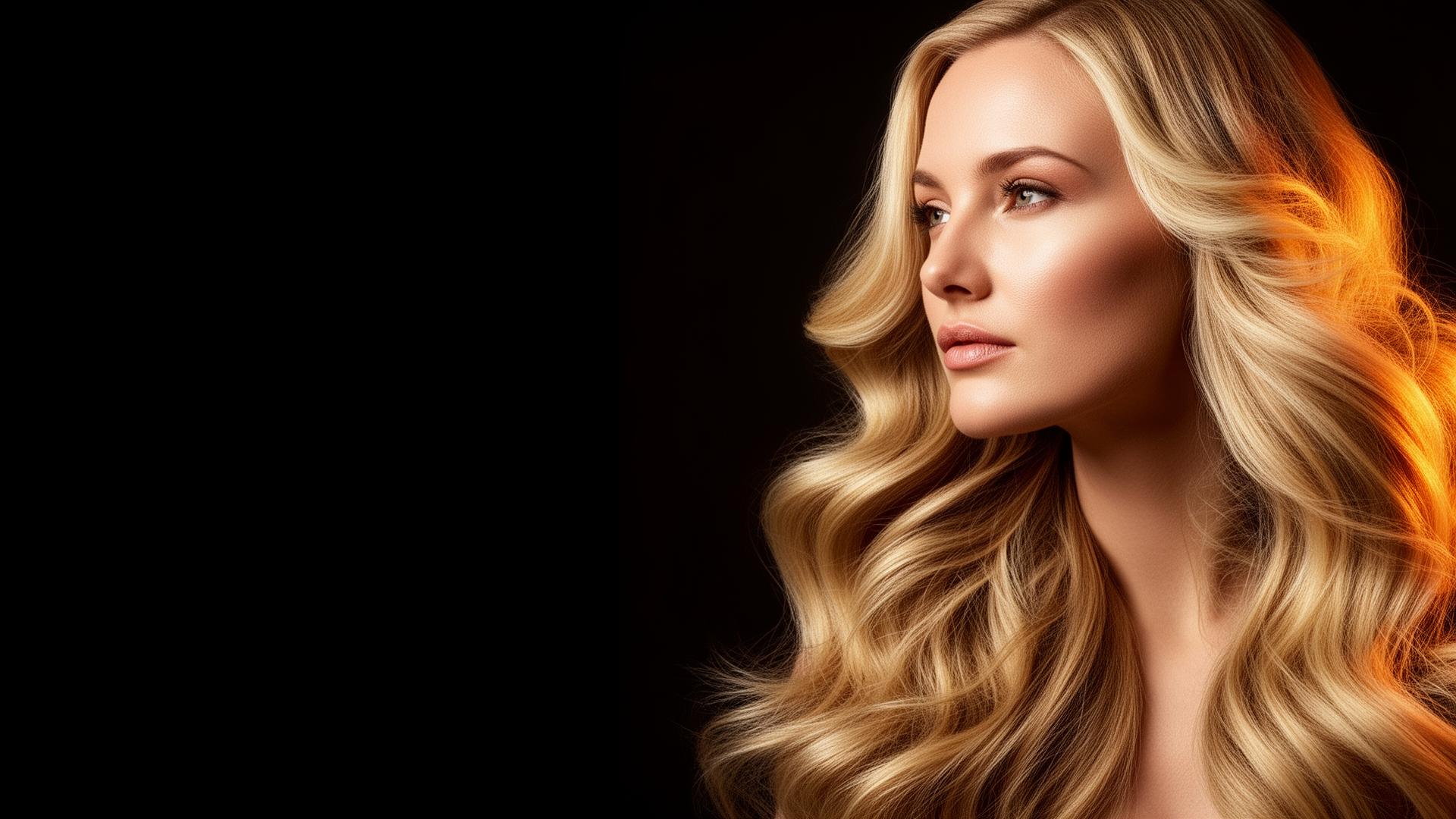 Elegant model with flowing hair